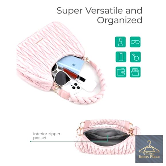 Lightweight Quilted Puffer Hobo Crossbody Bag with Adjustable Strap - Picture 5 of 7